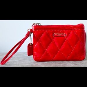 Coach Wristlet - Cherry Poppy Gloss Small Red Leather Wristlet